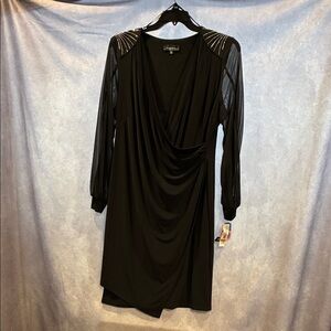 R&M Richard’s “Stellar Allure” Dress with Beaded Shoulders and Chiffon Sleeves